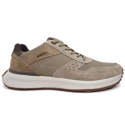 Detalhe - Tênis Pegada Casual Masculino Em Couro 110701 Areia/Mascavo