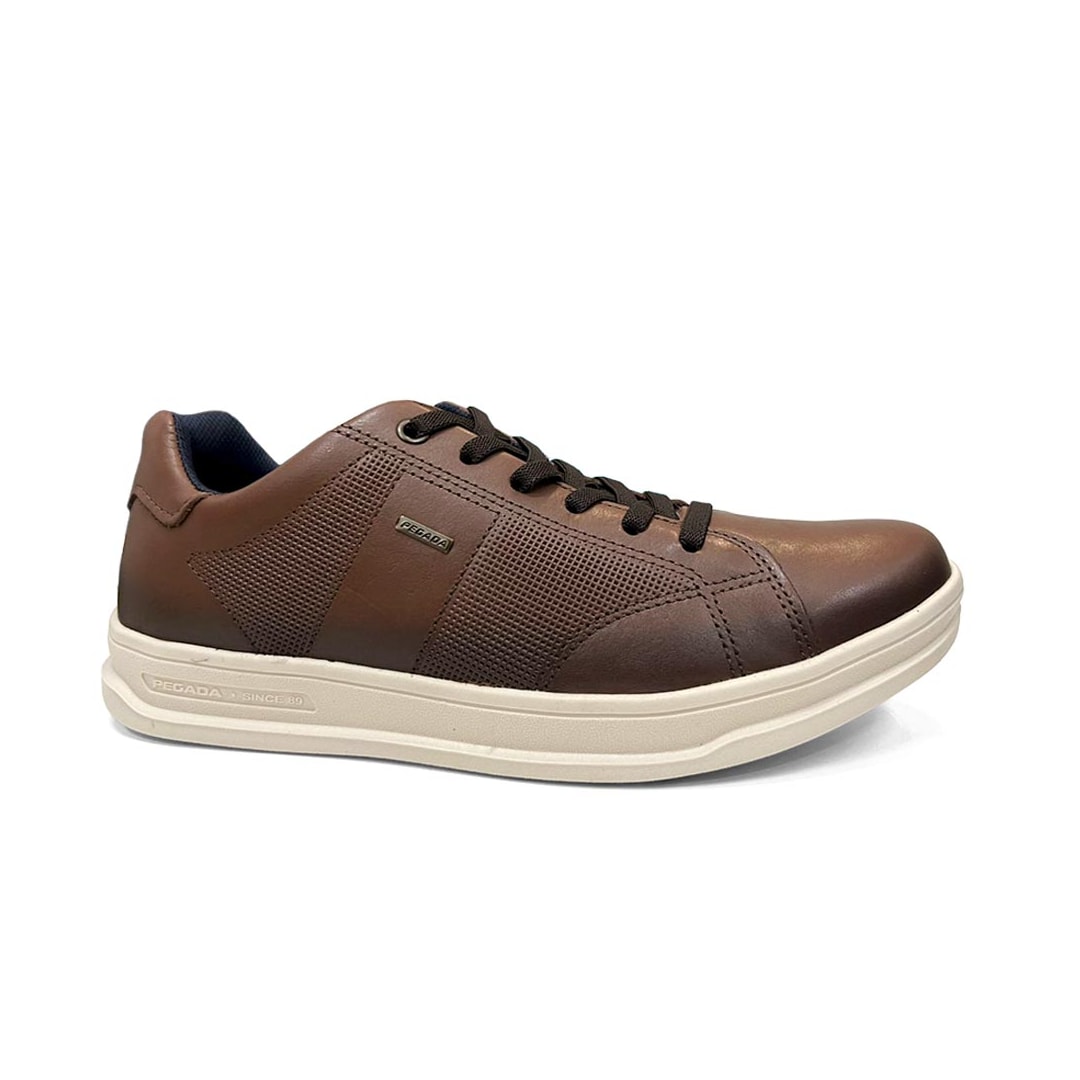 Tênis Pegada Masculino Casual Couro 110302 Pinhao
