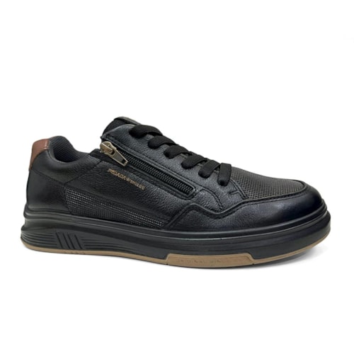 Tênis Pegada Masculino Casual Couro 112306 Preto