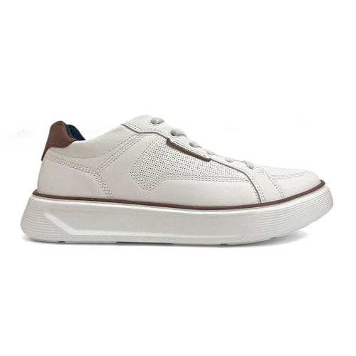 Detalhe - Tênis Pegada Masculino Casual Em Couro 110933 Branco
