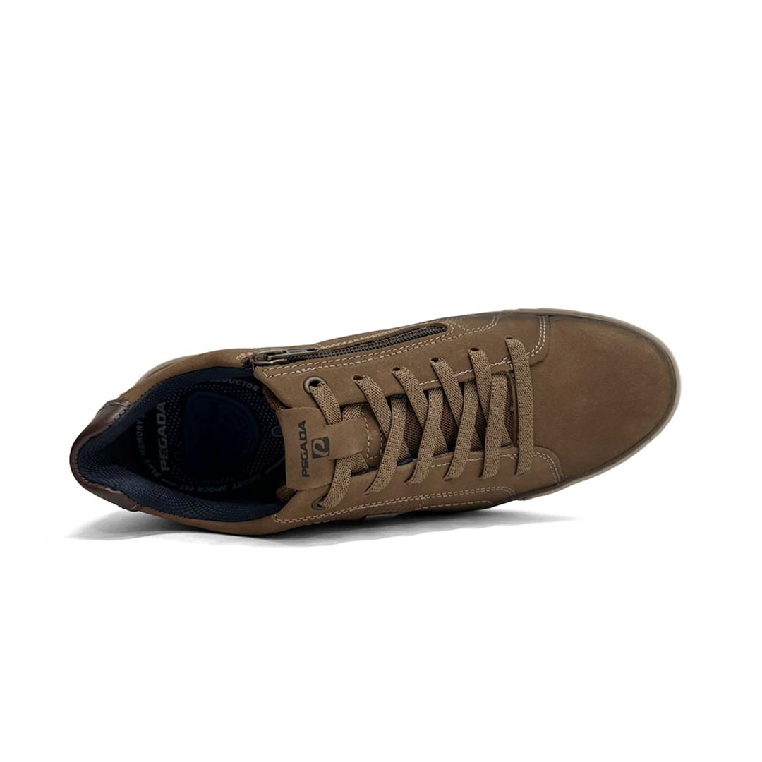 Tênis Pegada Masculino Casual Em Couro 111104 Mascavo