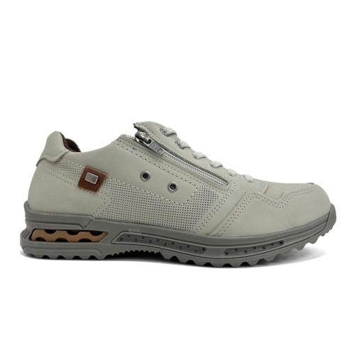 Detalhe - Tênis Pegada Masculino Casual Em Couro 111801 Gelo