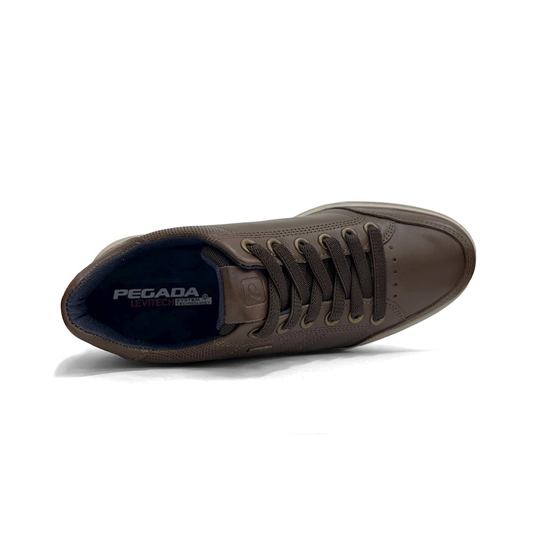 Tênis Pegada Masculino Casual Em Couro 111909 Tabaco