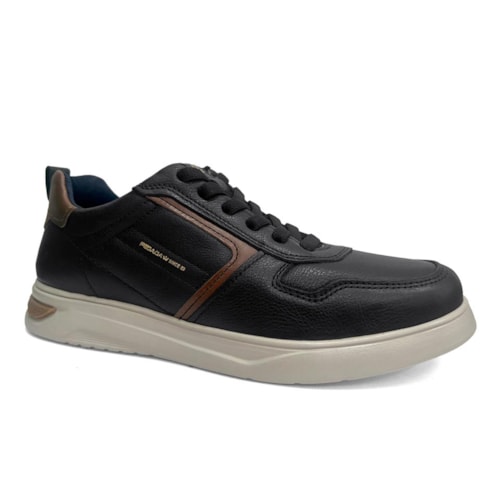 Tênis Pegada Masculino Casual Em Couro 112401 Preto