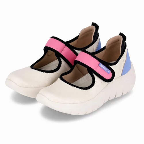 Tenis Piccadilly Casual Conforto 936008 Off White/Hortensia