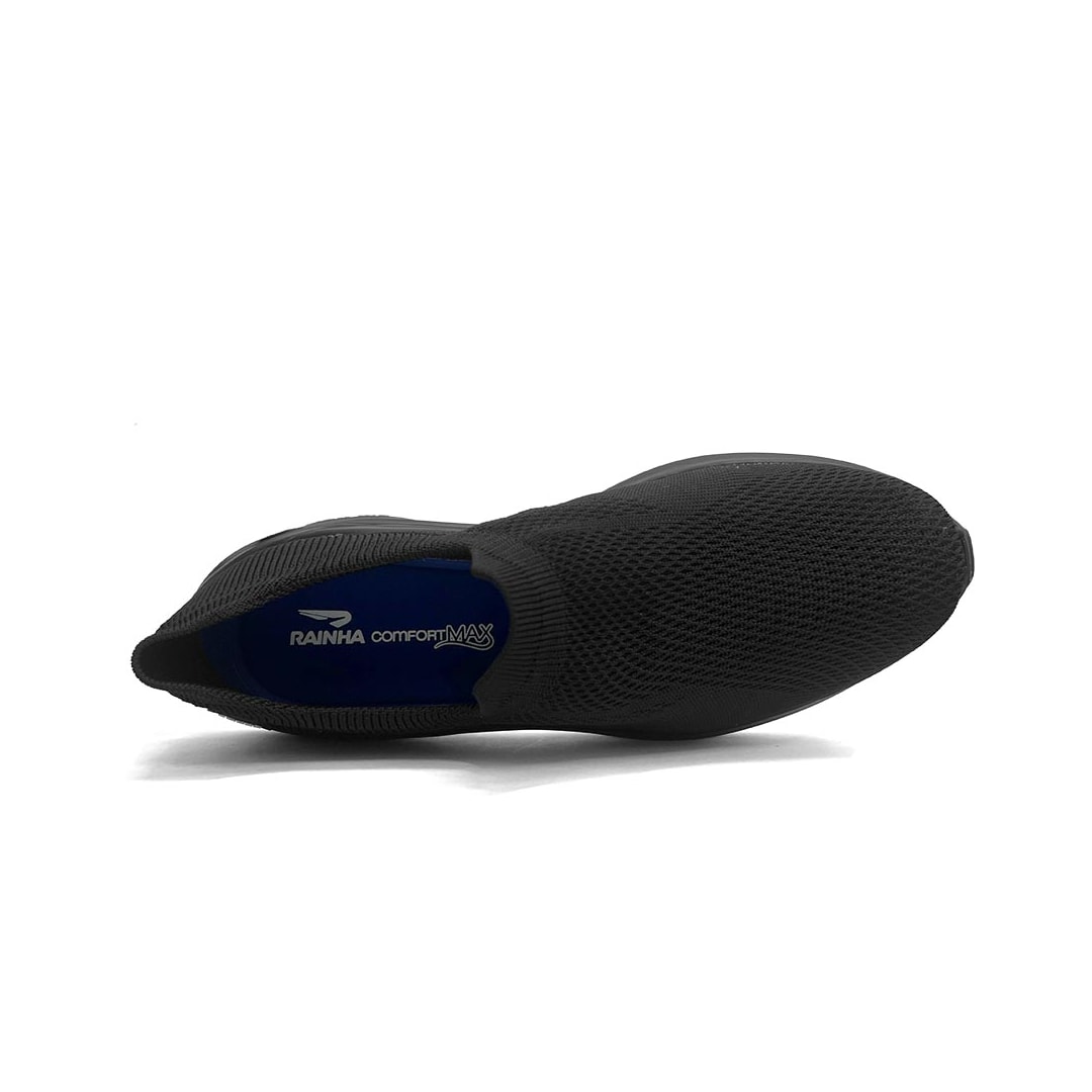 Tênis Rainha Masculino Esporte Slip-On Relax Preto