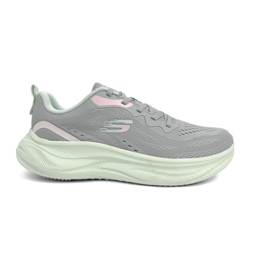 Detalhe - Tênis Skechers Feminino Cloud Gentle Glow 150561 Cinza/Multi