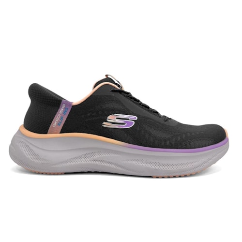 Detalhe - Tênis Skechers Feminino Cloud-Perfectly Plush 150560 Carvao