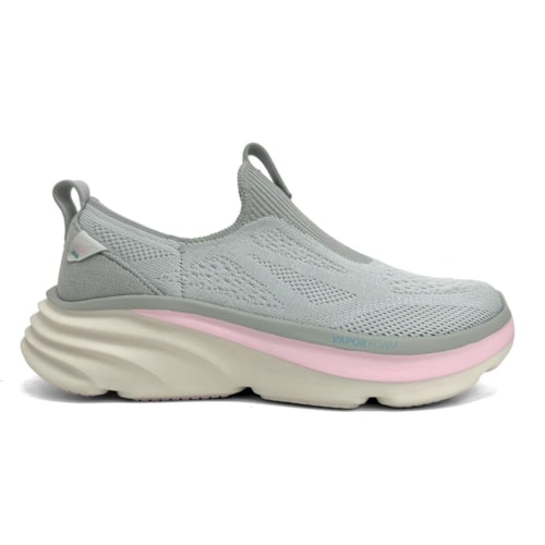Detalhe - Tênis Skechers Feminino D’Lux Vapor Pure Stride 150580 Cinza