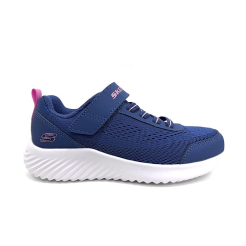 Detalhe - Tênis Skechers Infantil Bounder Free And Easy 303622 Azul Marinho