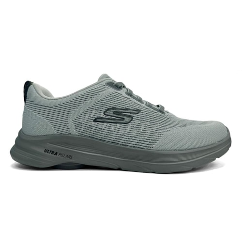 Detalhe - Tênis Skechers Masculino Esporte Go Walk 8 Day 216782 Cinza