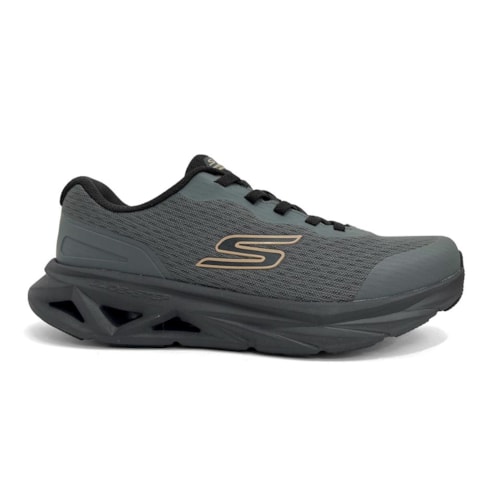 Detalhe - Tênis Skechers Masculino Glide-Step Vortex 221041 Carvão