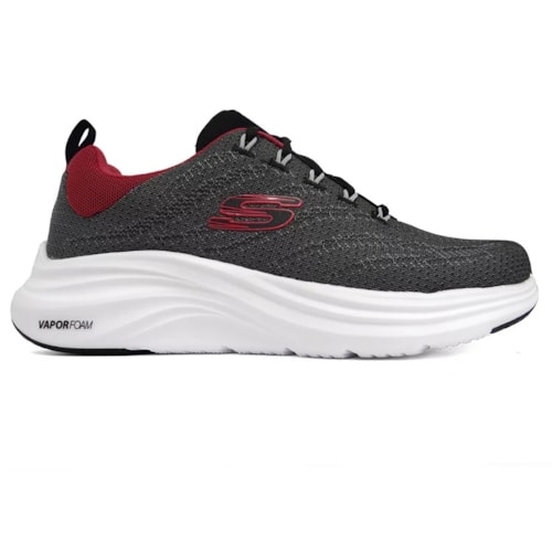 Detalhe - Tênis Skechers Vegano Vapor Foam - Varien Preto/Vermelho