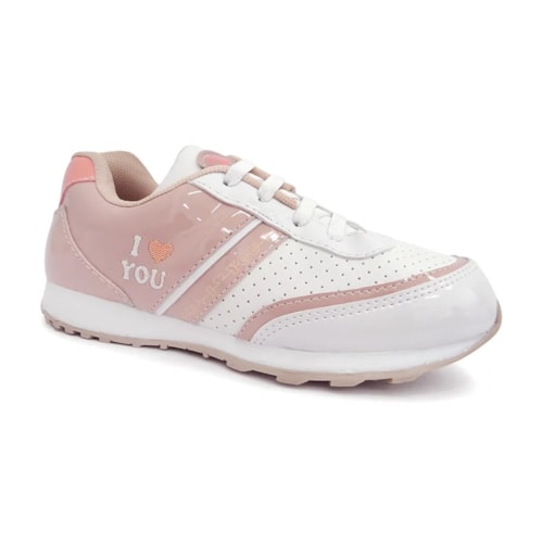 Tenis Street Infantil Menina 10.125 Jet Kids Branco/Rose