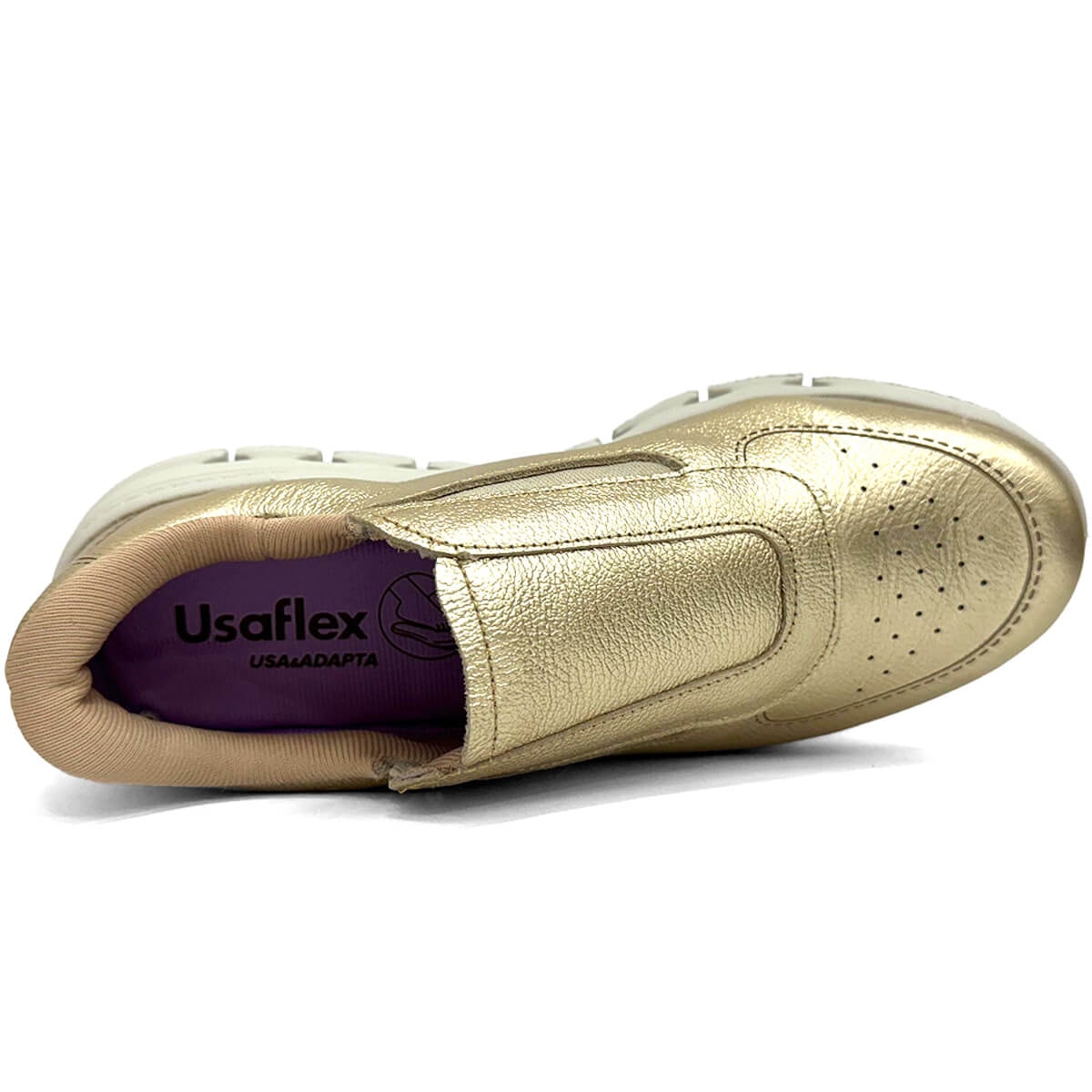 Tênis Usaflex Casual De Couro Slip On Am0901005 Ouro Light Tênis Usaflex Casual De Couro Slip On Am0901005 Ouro Light