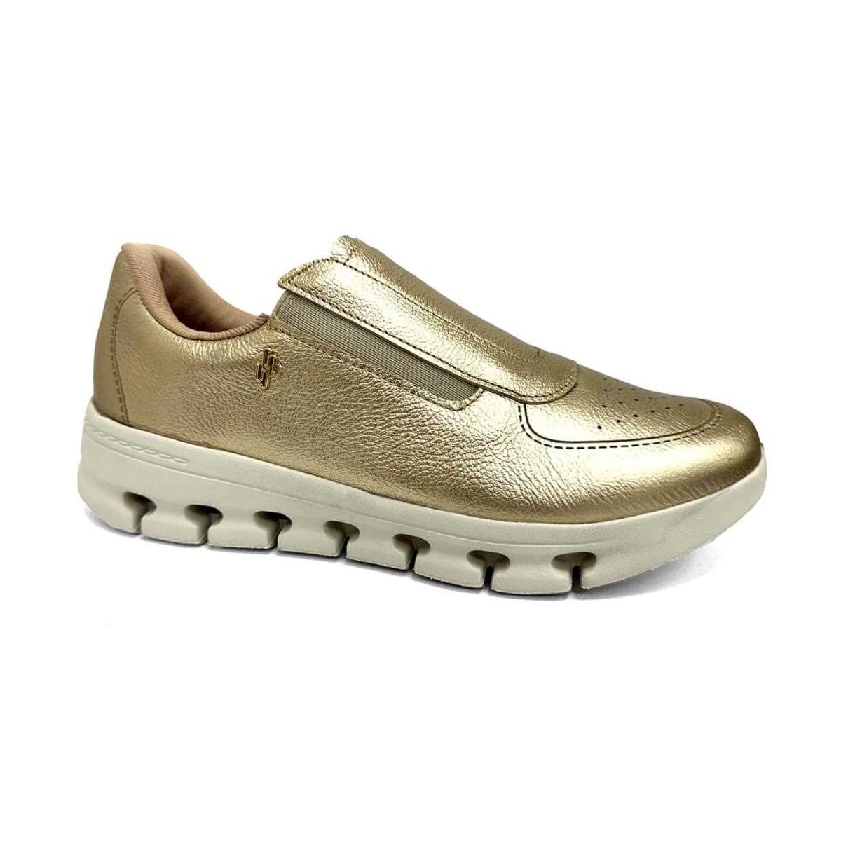 Tênis Usaflex Casual De Couro Slip On Am0901005 Ouro Light