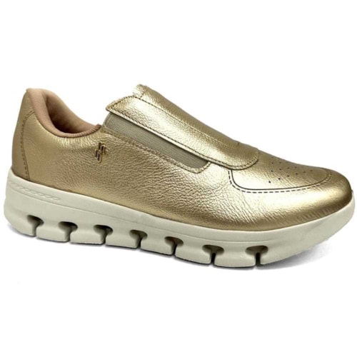 Tênis Usaflex Casual De Couro Slip On Am0901005 Ouro Light