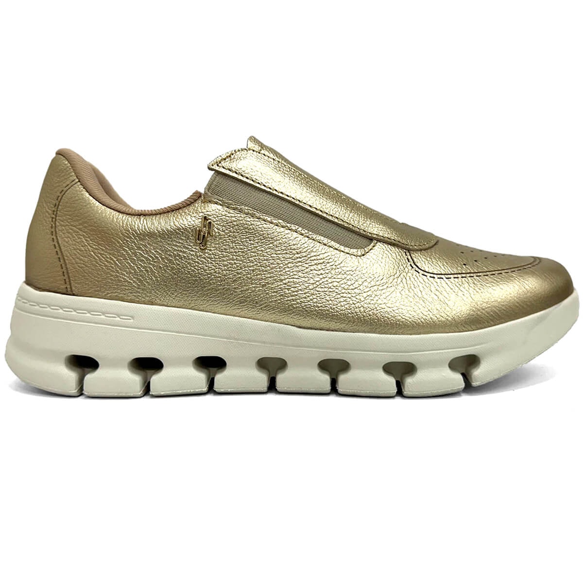 Tênis Usaflex Casual De Couro Slip On Am0901005 Ouro Light