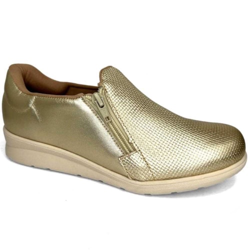 Tênis Usaflex Casual De Couro Slip On Mm1801003 Ouro Light