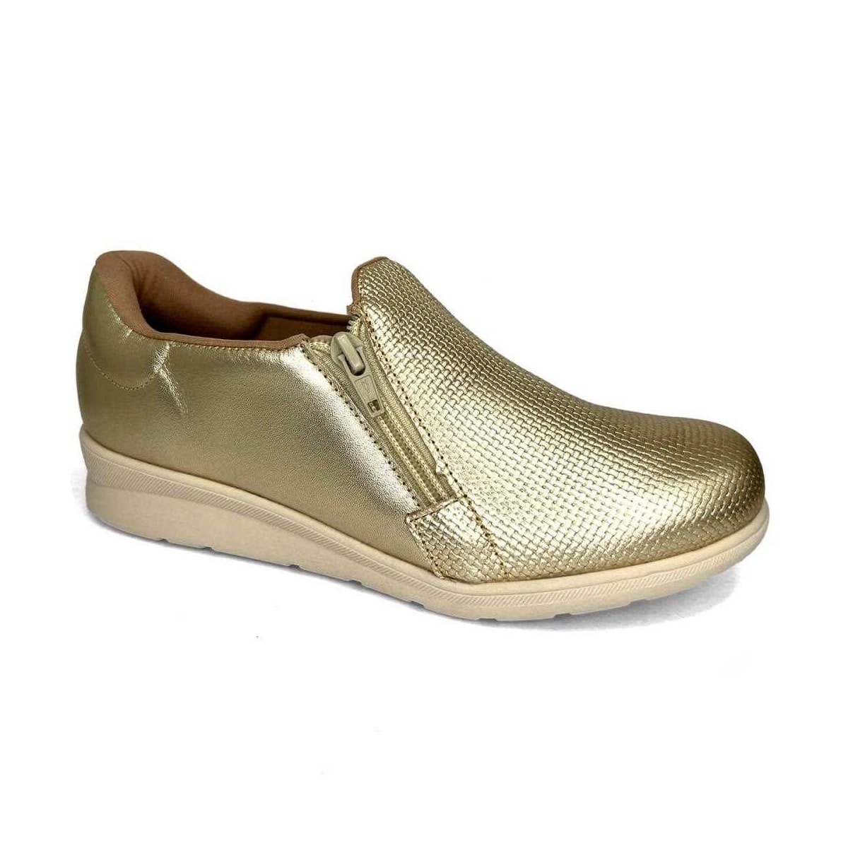 Tênis Usaflex Casual De Couro Slip On Mm1801003 Ouro Light Tênis Usaflex Casual De Couro Slip On Mm1801003 Ouro Light