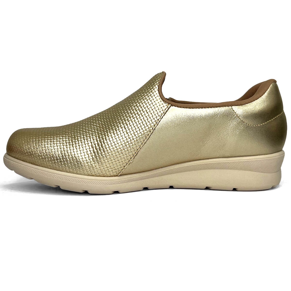 Tênis Usaflex Casual De Couro Slip On Mm1801003 Ouro Light Tênis Usaflex Casual De Couro Slip On Mm1801003 Ouro Light