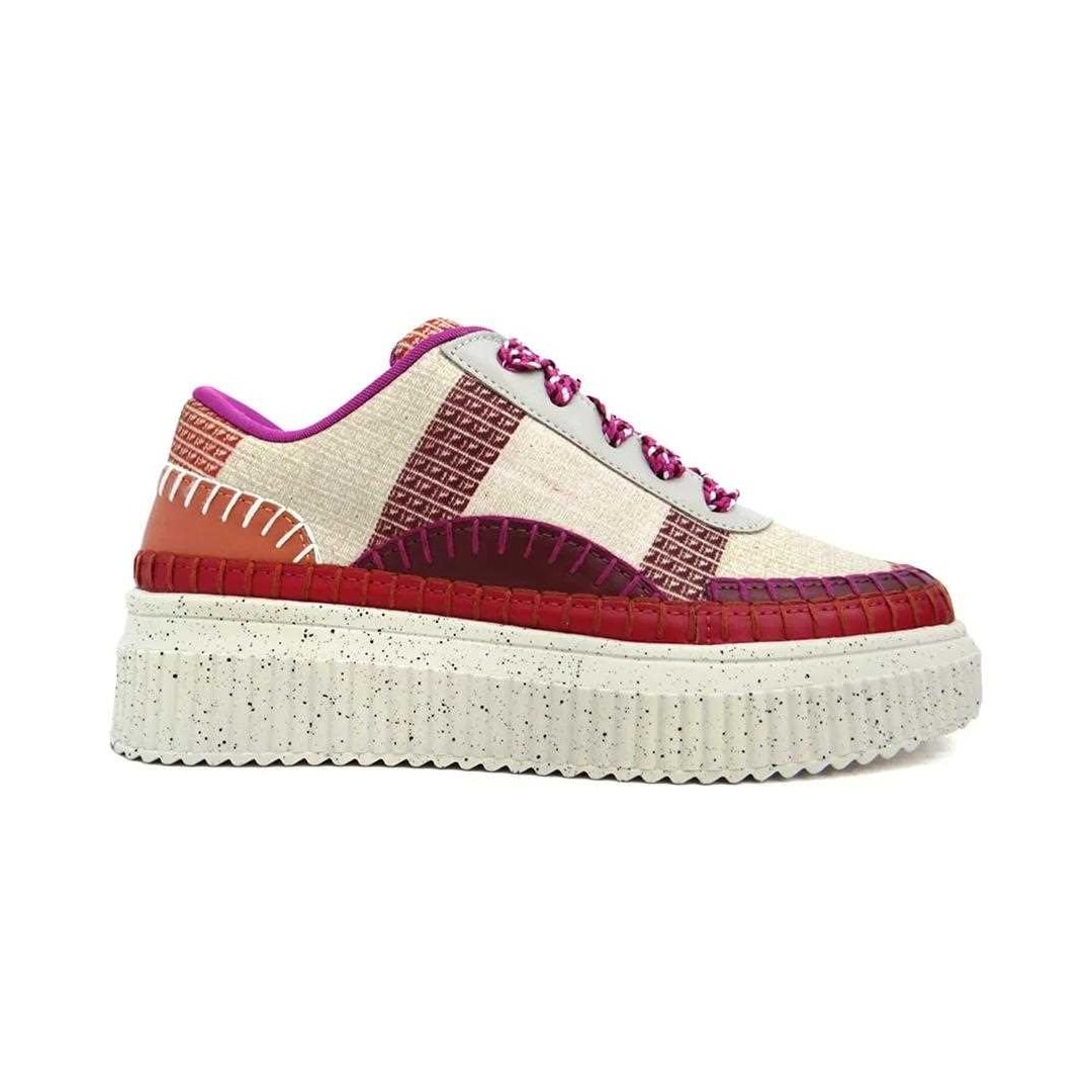 Tênis Valentina Casual 605003 Bege/Amora/Scarlet