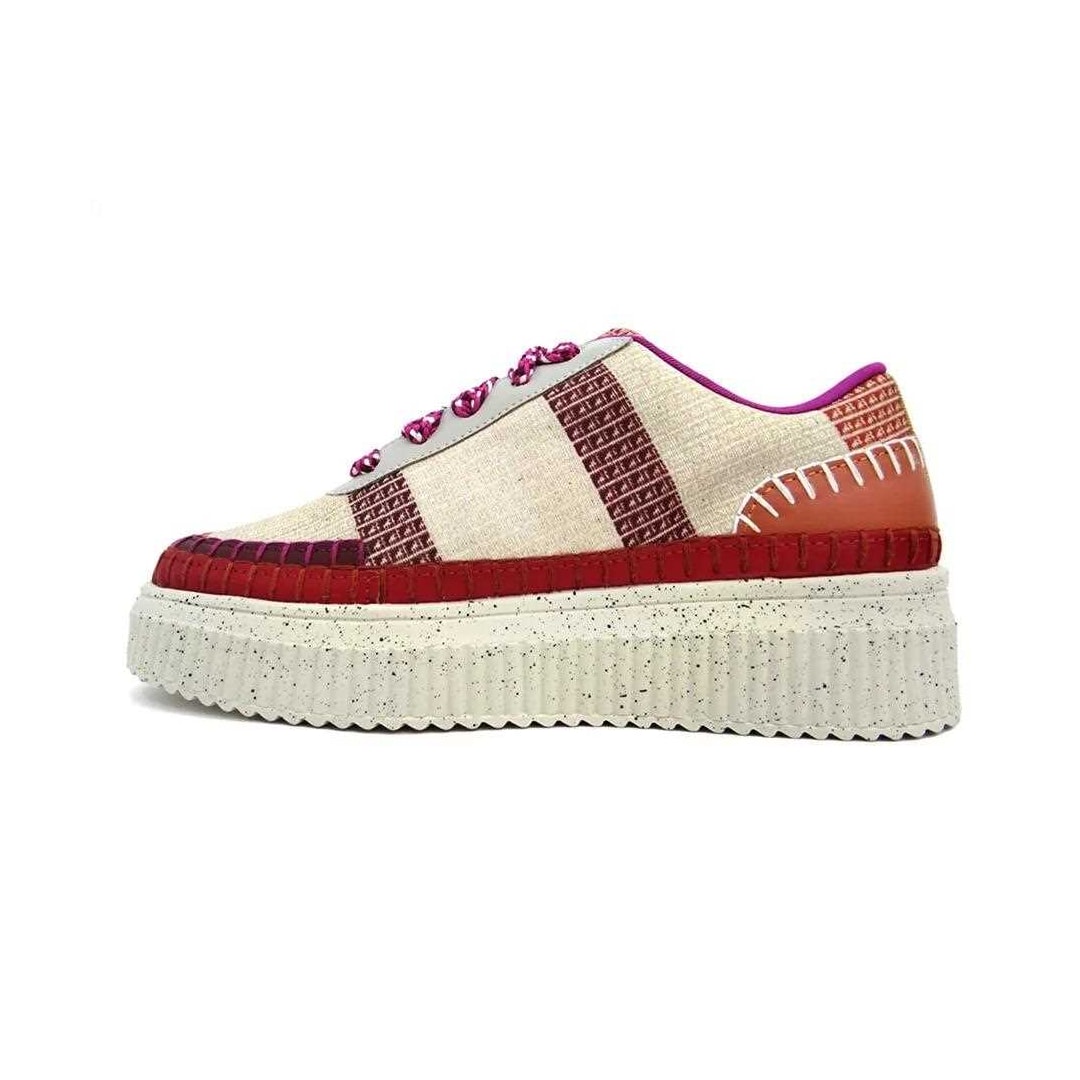 Tênis Valentina Casual 605003 Bege/Amora/Scarlet