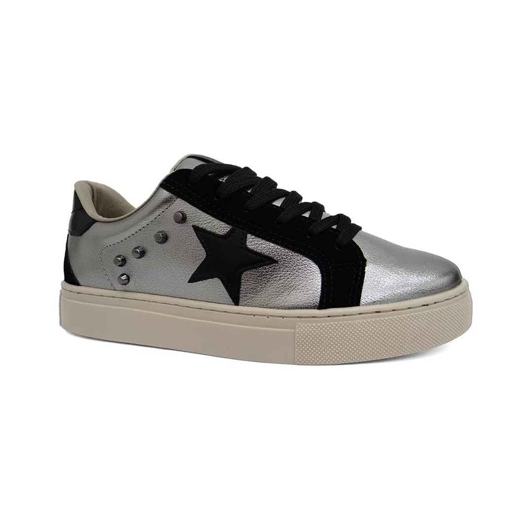 Tênis Via Marte Casual 082-010 Pewter/Preto/Preto