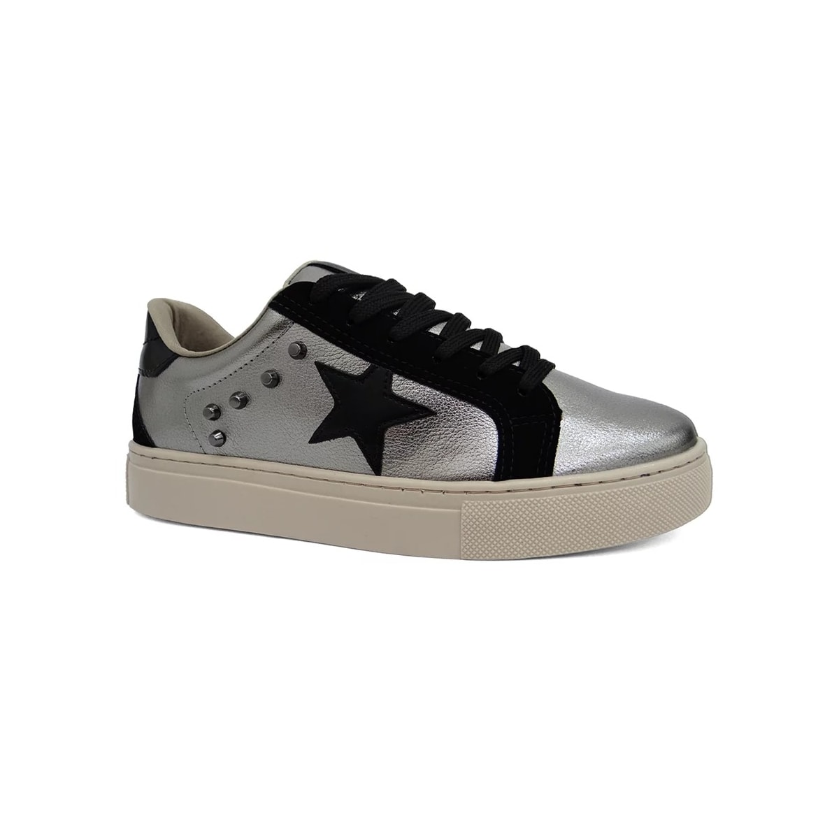 Tênis Via Marte Casual 082-010 Pewter/Preto/Preto Tênis Via Marte Casual 082-010 Pewter/Preto/Preto