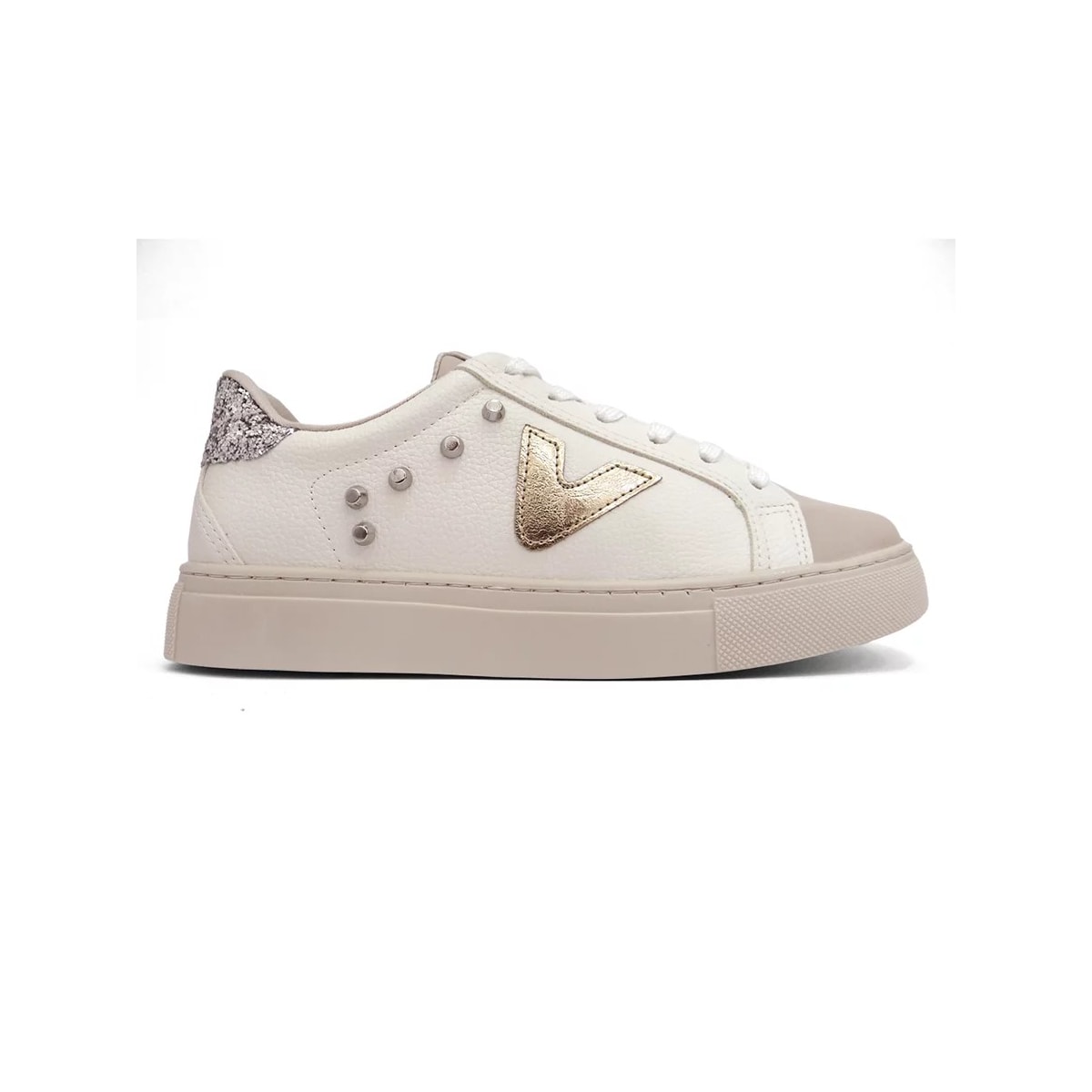 Tênis Via Marte Casual 082-012 Bege/Milk/Dourado/Pr Tênis Via Marte Casual 082-012 Bege/Milk/Dourado/Pr