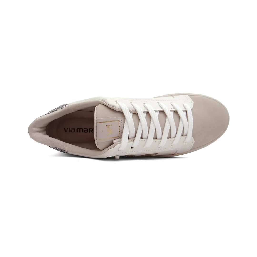 Tênis Via Marte Casual 082-012 Bege/Milk/Dourado/Pr