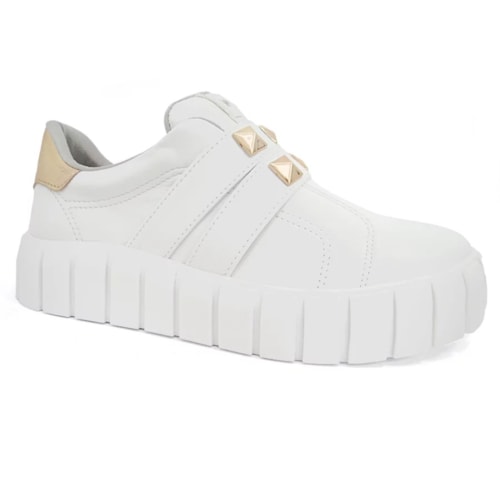 Tenis Via Marte Casual 22-16606 Branco/Gold