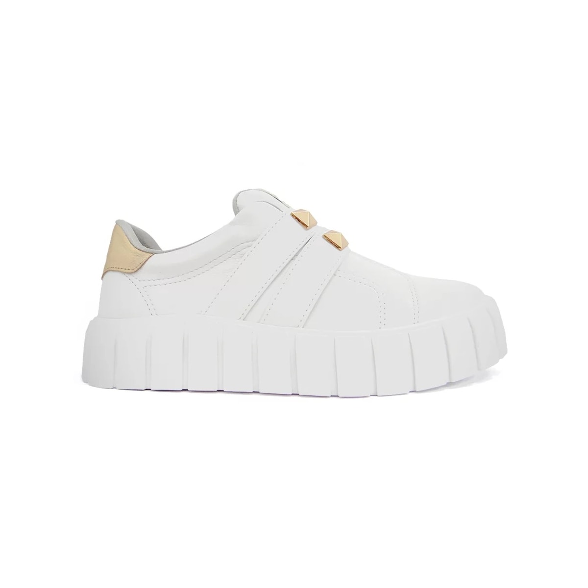 Tênis Via Marte Casual 22-16606 Branco/Gold Tênis Via Marte Casual 22-16606 Branco/Gold
