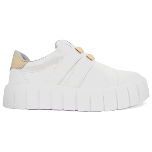 Detalhe - Tênis Via Marte Casual 22-16606 Branco/Gold