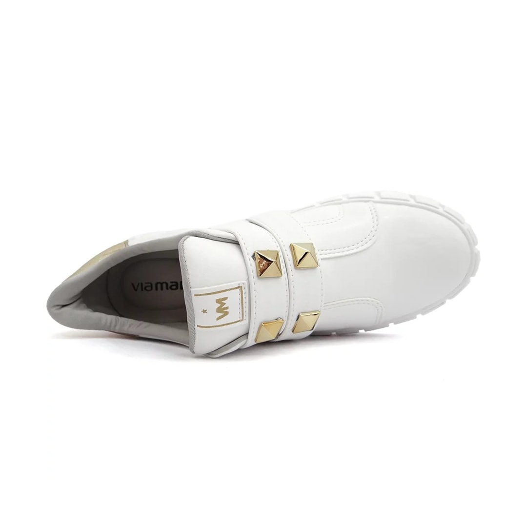Tênis Via Marte Casual 22-16606 Branco/Gold