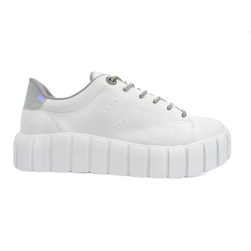 Detalhe - Tênis Via Marte Casual 23-10910 Branco/Prata