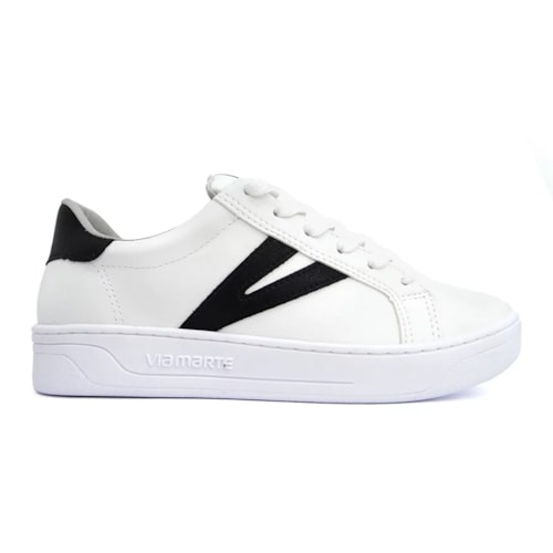 Detalhe - Tênis Via Marte Casual 23-6202-01 Branco/Preto