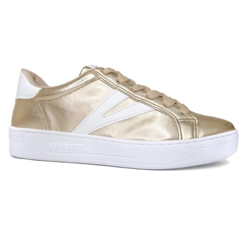 Tênis Via Marte Casual 23-6202-01 Gold/Branco