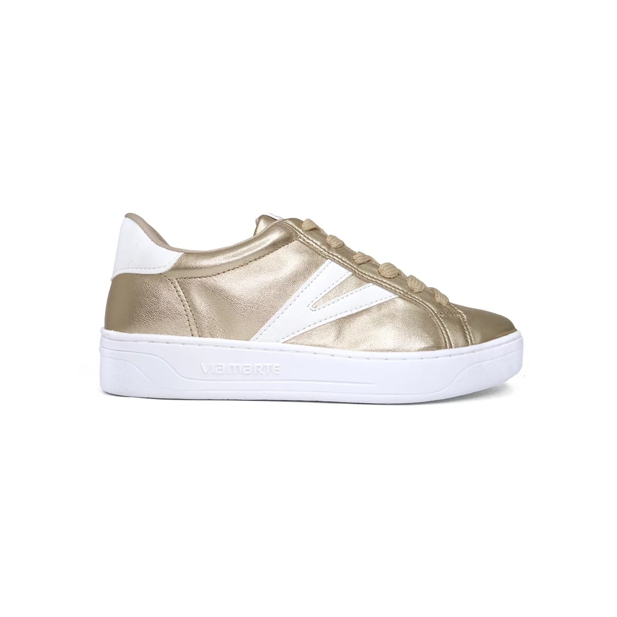 Tênis Via Marte Casual 23-6202-01 Gold/Branco Tênis Via Marte Casual 23-6202-01 Gold/Branco