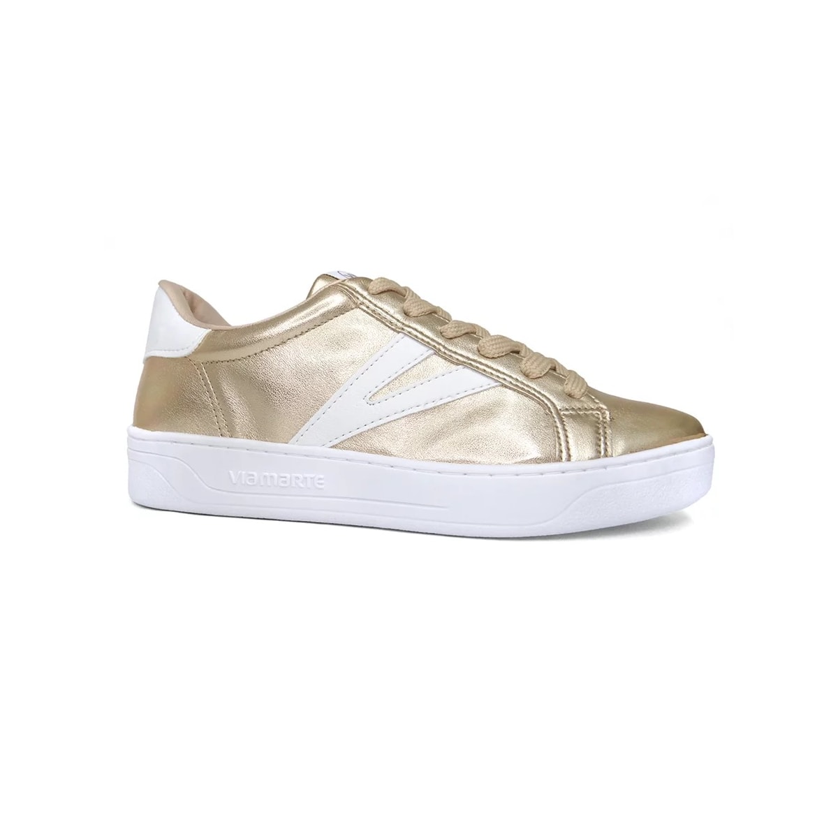 Tênis Via Marte Casual 23-6202-01 Gold/Branco Tênis Via Marte Casual 23-6202-01 Gold/Branco