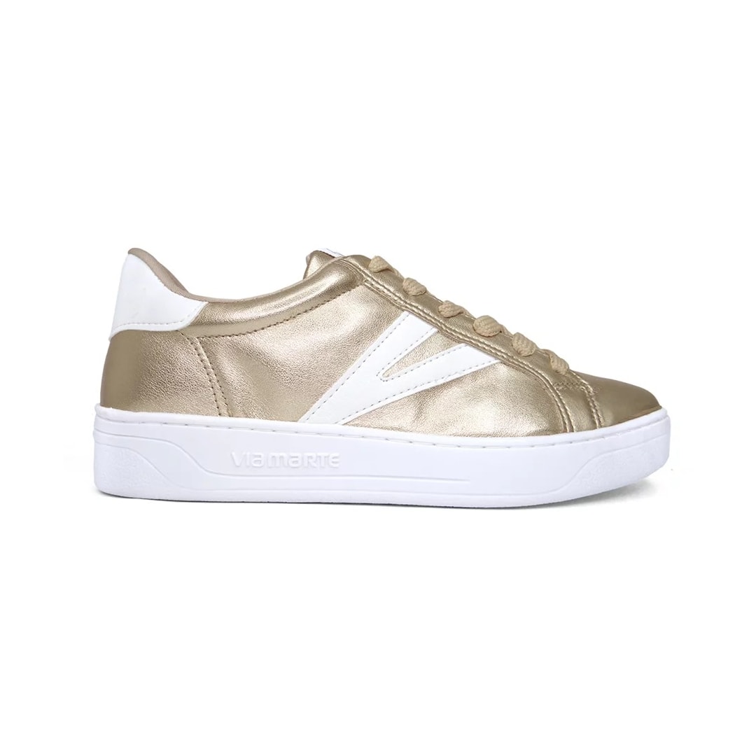 Tênis Via Marte Casual 23-6202-01 Gold/Branco