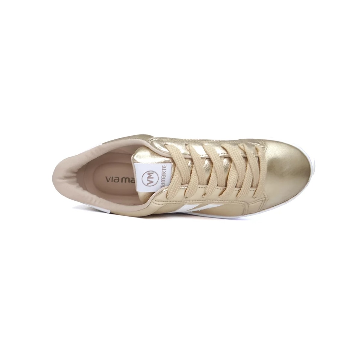 Tênis Via Marte Casual 23-6202-01 Gold/Branco Tênis Via Marte Casual 23-6202-01 Gold/Branco
