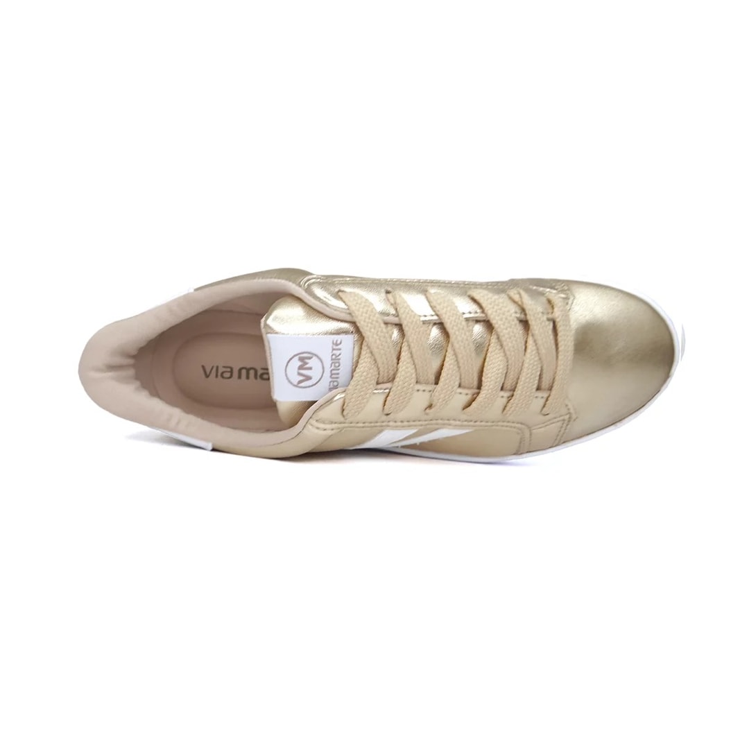 Tênis Via Marte Casual 23-6202-01 Gold/Branco