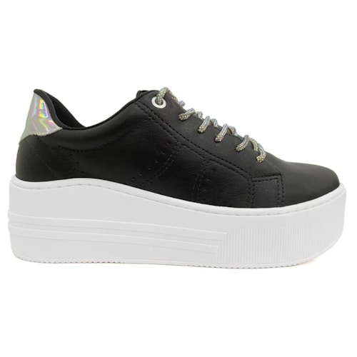 Tênis Via Marte Casual Feminino 23-11211 Preto/Prata