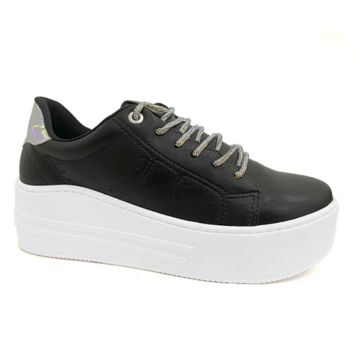 Tênis Via Marte Casual Feminino 23-11211 Preto/Prata