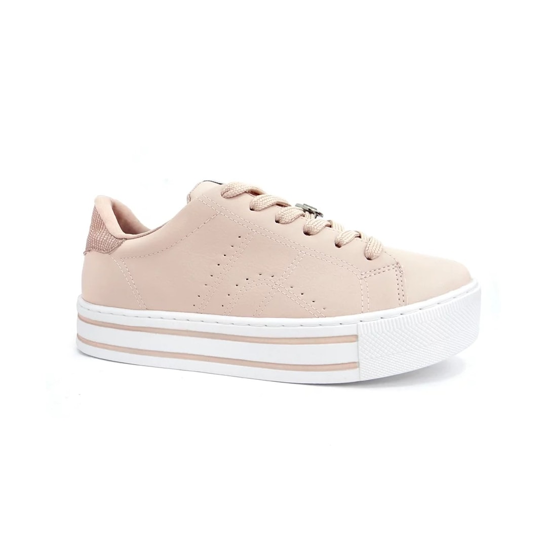 Tênis Via Marte Casual Feminino 23-11807 Aveia/Rouge Tênis Via Marte Casual Feminino 23-11807 Aveia/Rouge