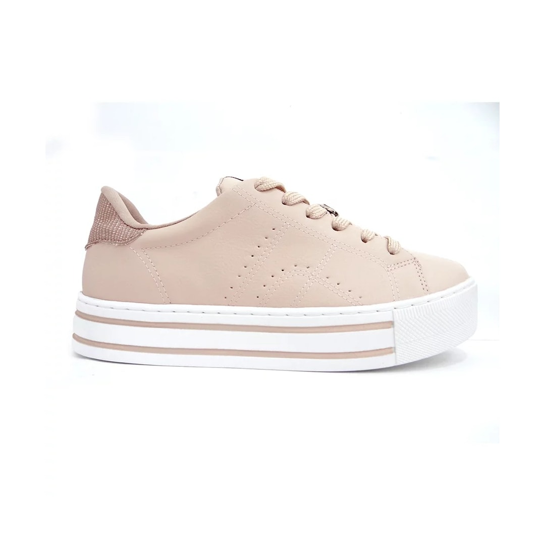 Tênis Via Marte Casual Feminino 23-11807 Aveia/Rouge Tênis Via Marte Casual Feminino 23-11807 Aveia/Rouge
