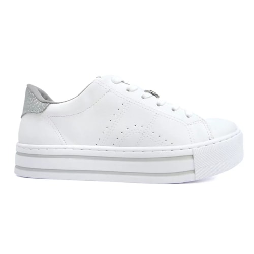 Tenis Via Marte Casual Feminino 23-11807 Branco/Prata