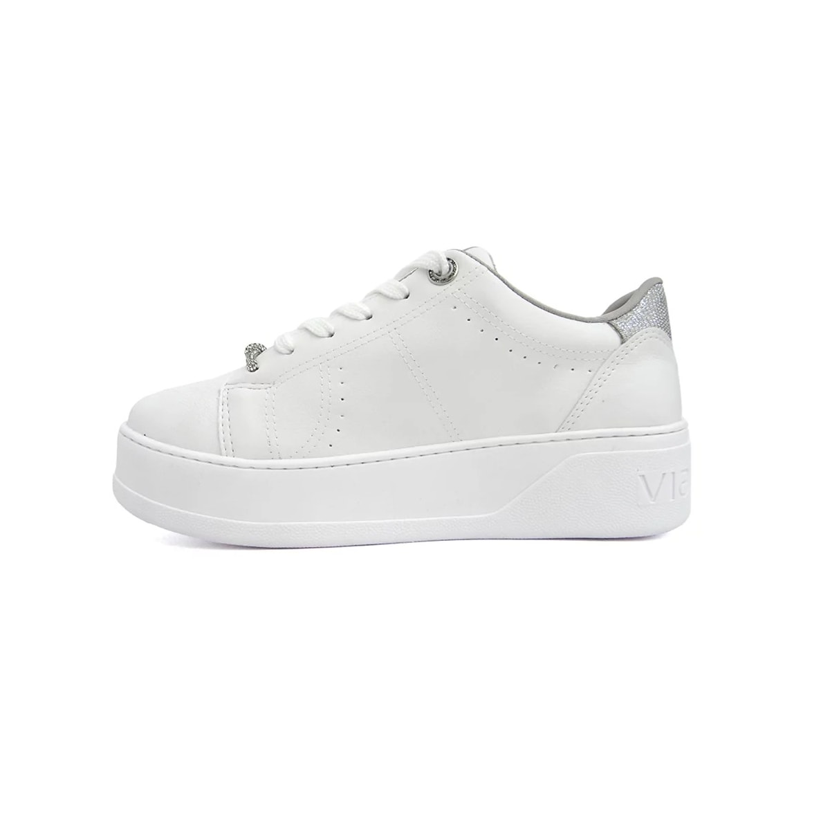 Tênis Via Marte Casual Feminino 23-13506 Branco/Prata Tênis Via Marte Casual Feminino 23-13506 Branco/Prata