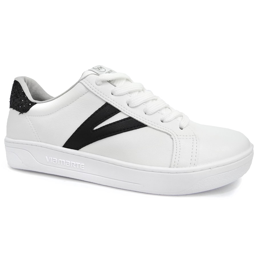 TENIS VIA MARTE CASUAL FEMININO 23-6202 (78) - BRANCO/PRETO/PRETO